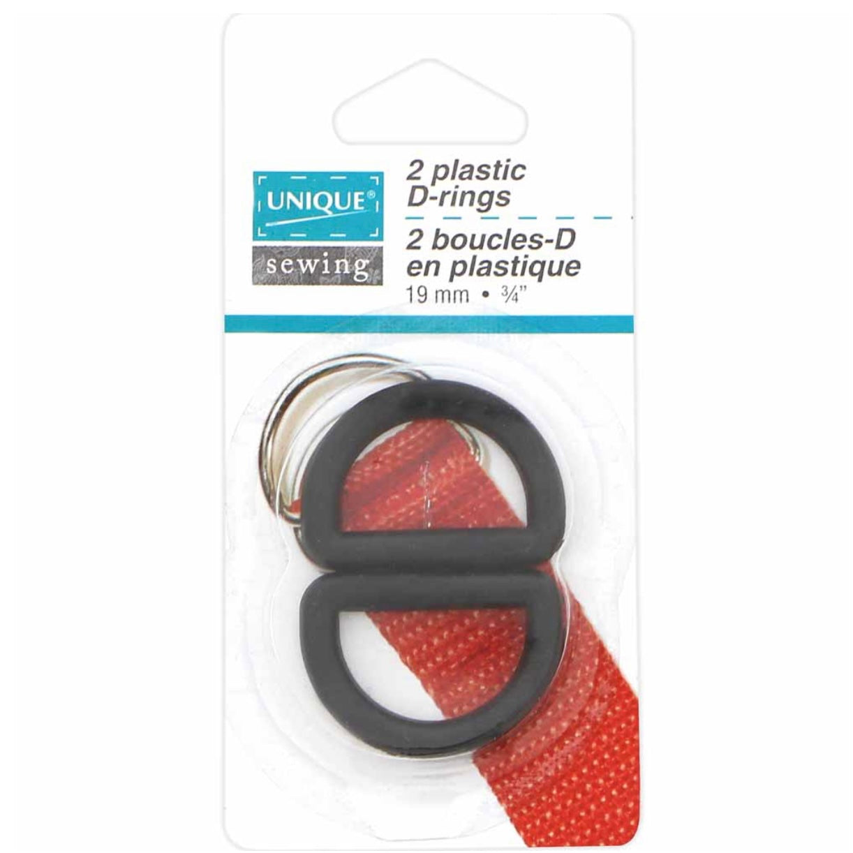 Plastic D-Rings - 19mm (3/4″) - Black - 2 pcs.