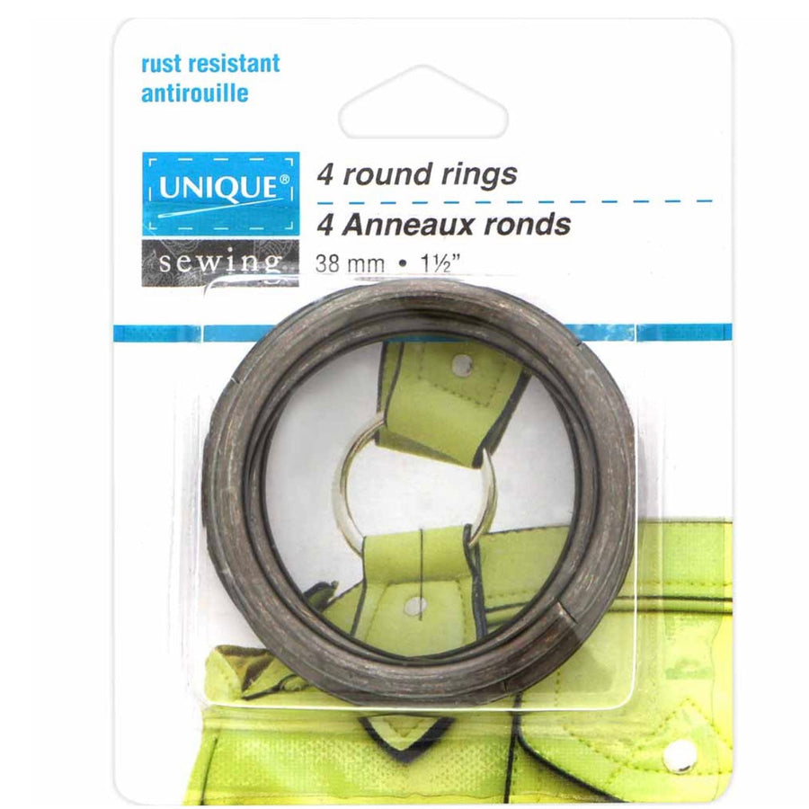 Metal Round Rings - 38mm (1 1/2″) - Gunmetal - 4 pcs.