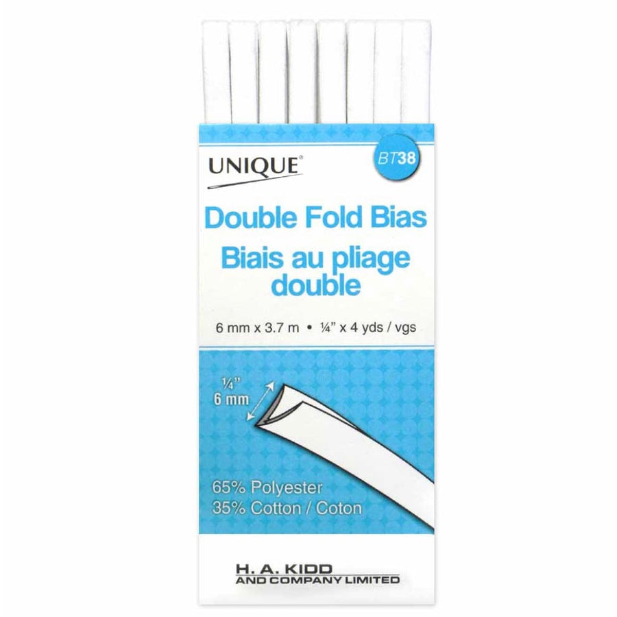 Double Fold Bias Tape - 6mm x 3.7m - White