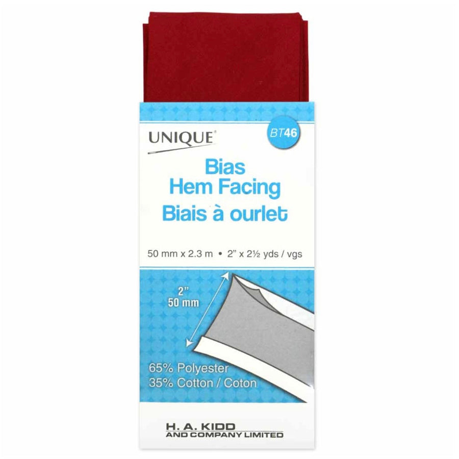 Bias Hem Facing - 50mm x 2.3m - Scarlet