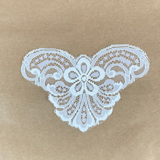Floral Lace Embroidered Applique - White