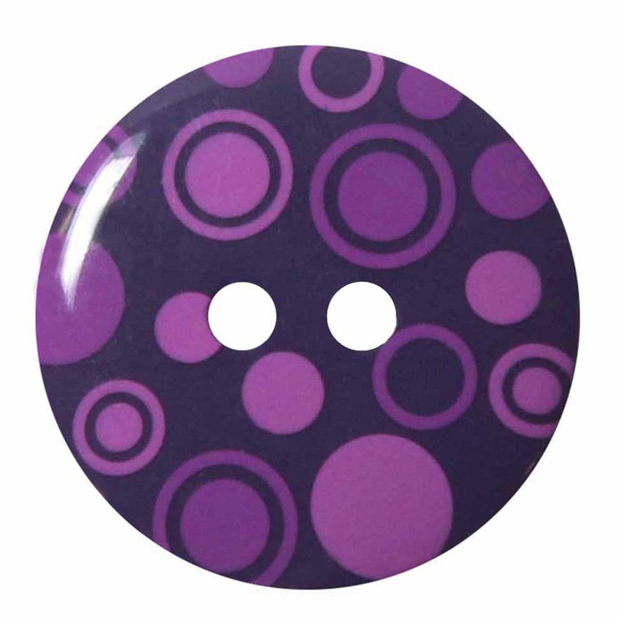 Novelty 2-Hole Button - Circles - Purple - 23mm - 2pcs