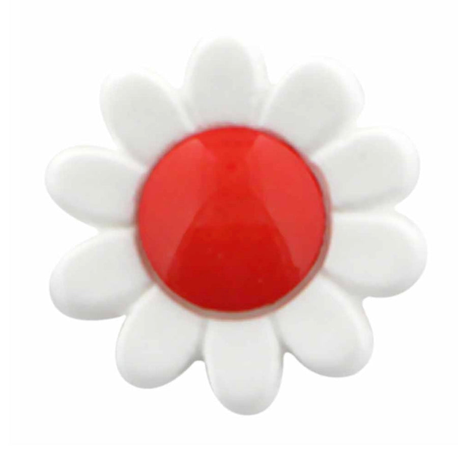 Novelty Shank Button - Flower - Red - 15mm - 3pcs