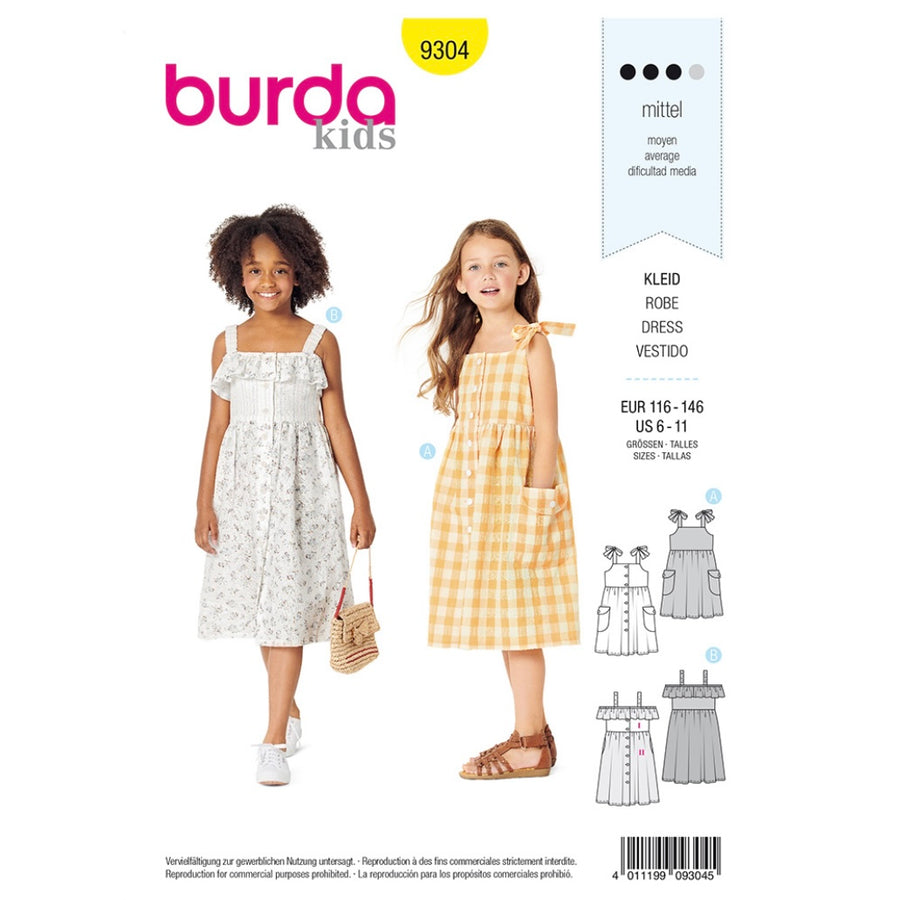 Child Dress Sewing Pattern - Burda Kids 9304
