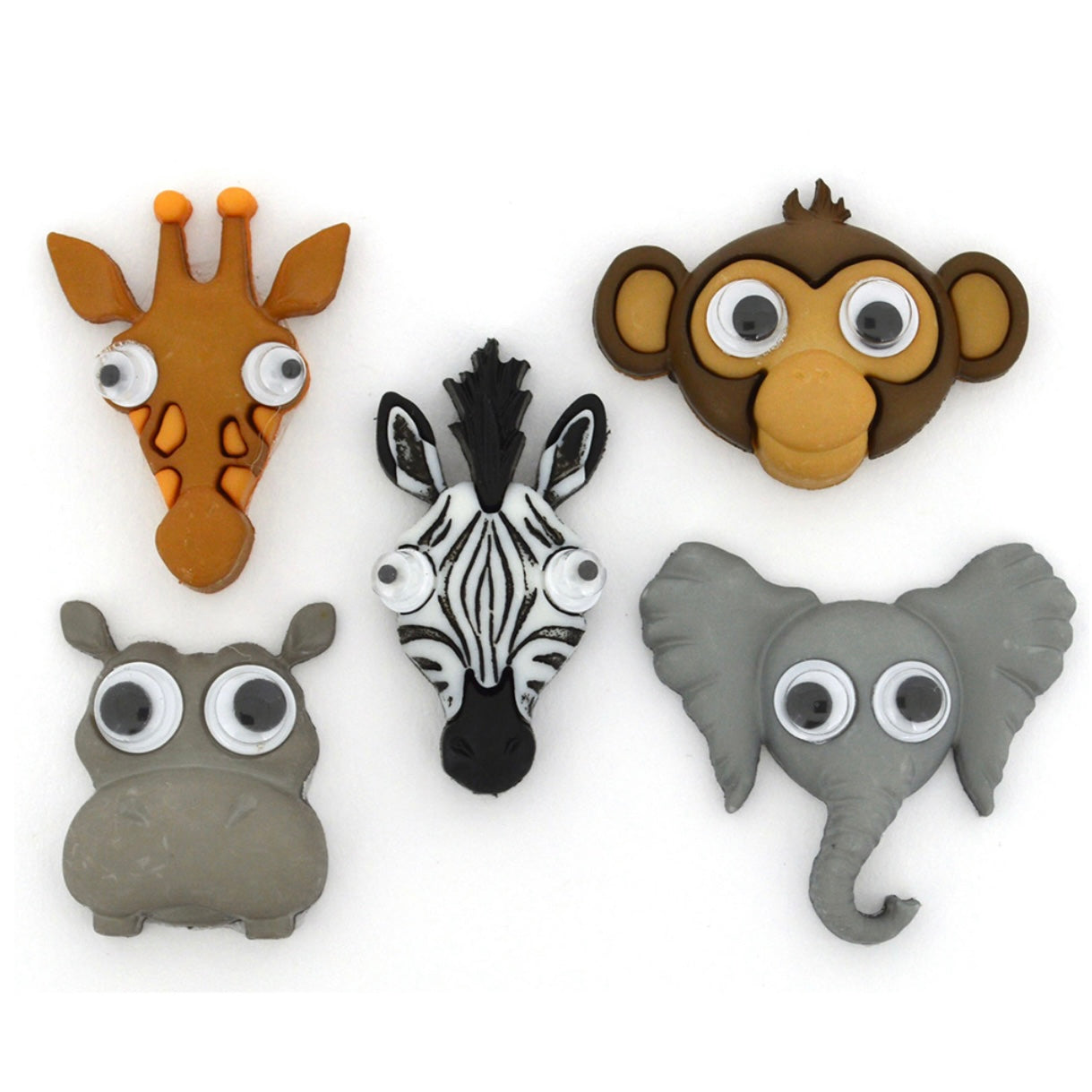 Novelty Buttons Life’s a Zoo - 5pcs