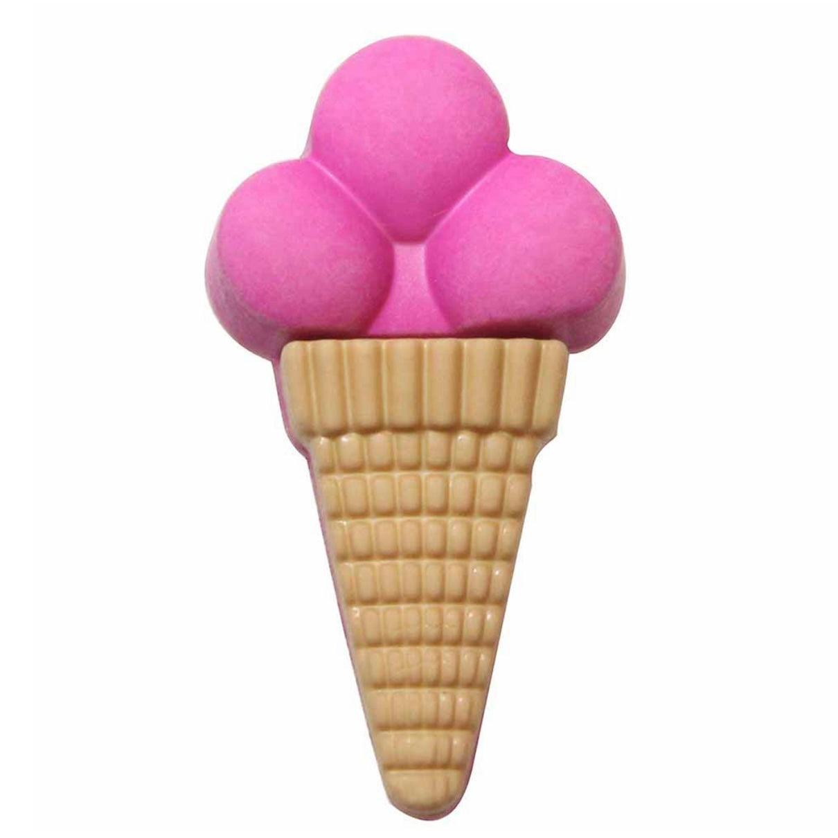 Novelty Shank Button - Ice Cream Cone - Pink - 30mm - 2pcs