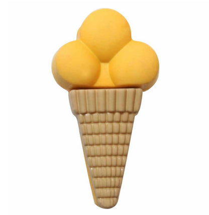 Novelty Shank Button - Ice Cream Cone - Yellow - 30mm - 2pcs