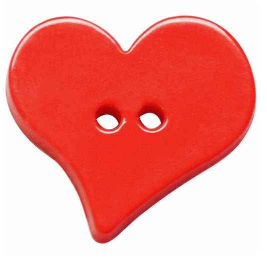 Novelty 2-Hole Button - Red - Heart - 25mm - 2pcs