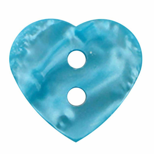 Novelty 2-Hole Button - White - Heart - 15mm - 3pcs