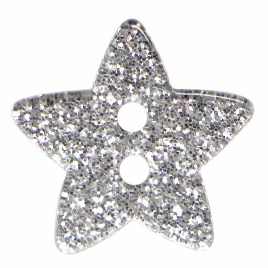 Novelty 2-Hole Button - Silver - Star - 18mm - 3pcs