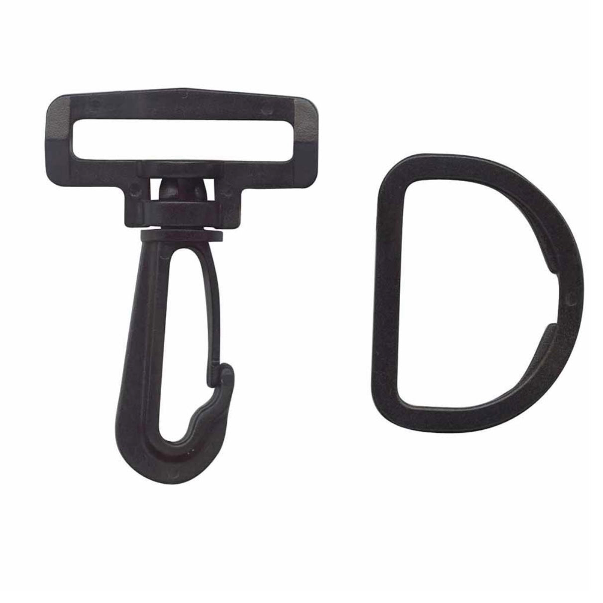 Plastic Bag Swivel Clip and D-Ring - Black