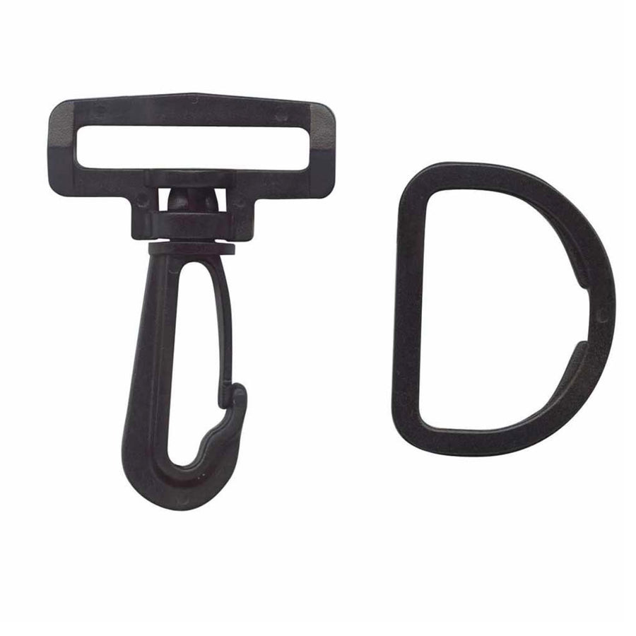 Plastic Bag Swivel Clip and D-Ring - Black