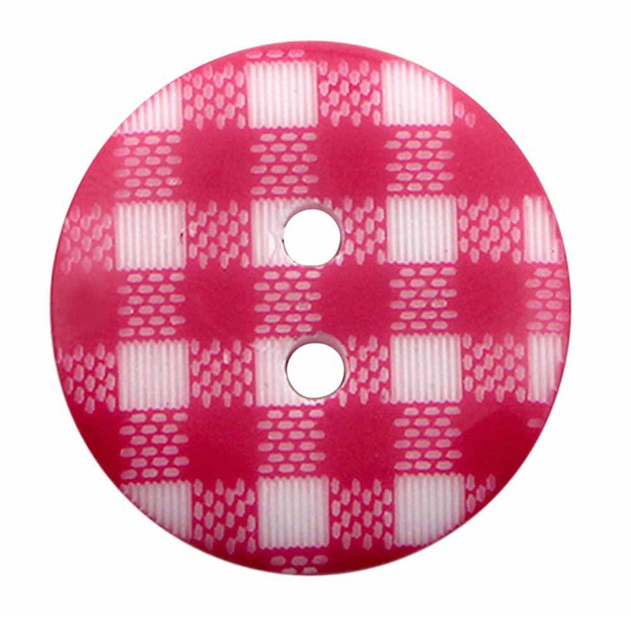 Novelty 2-Hole Button - Plaid - Pink - 20mm - 2pcs