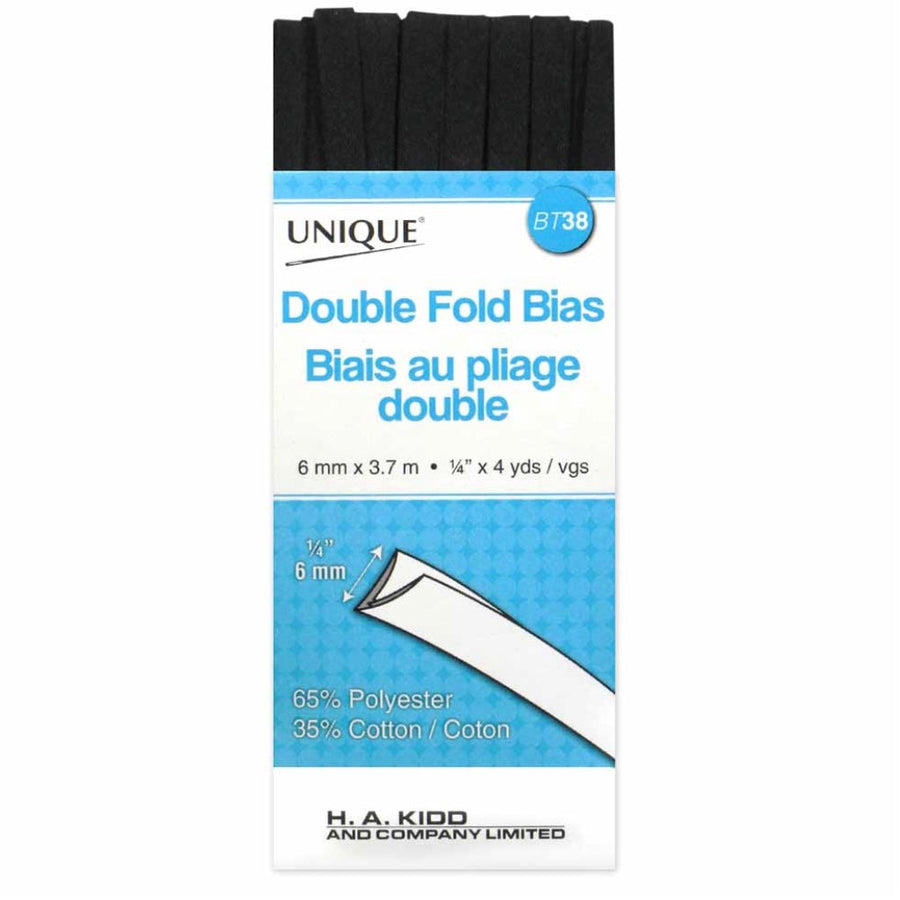 Double Fold Bias Tape - 6mm x 3.7m - Black