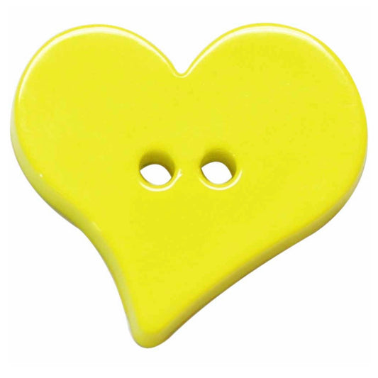 Novelty 2-Hole Button - Yellow - Heart - 25mm - 2pcs
