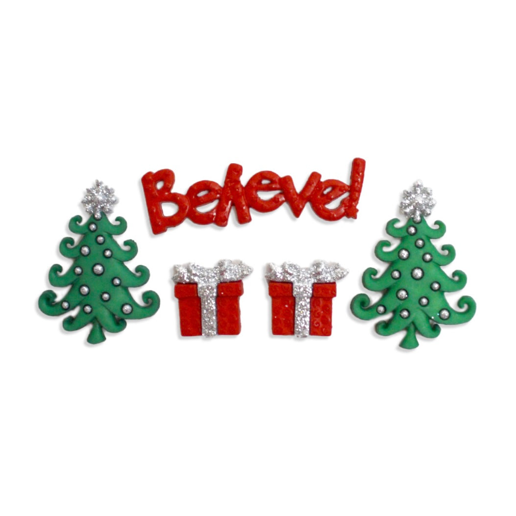 Novelty Buttons - Whimsical Christmas - 5pcs