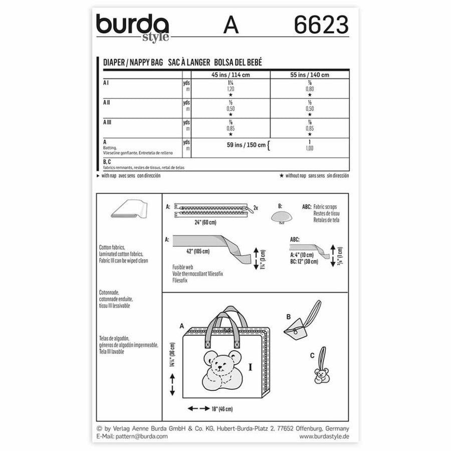 Burda Style 6723 - Diaper Bag Sewing Pattern