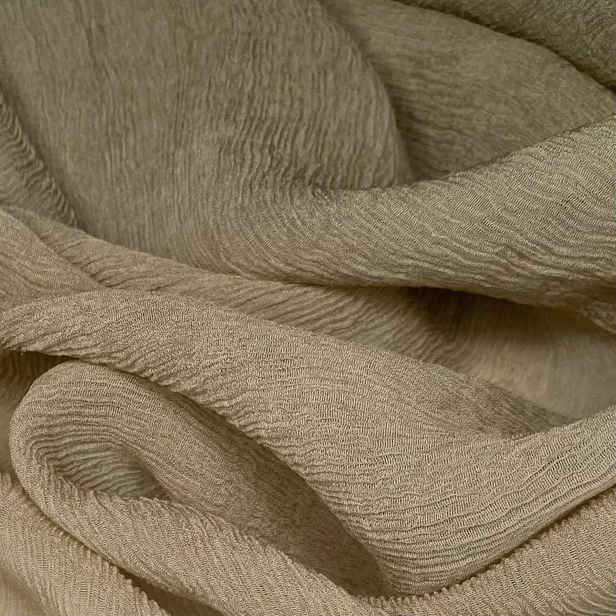 Crinkled Silk Chiffon - 36” - Beige