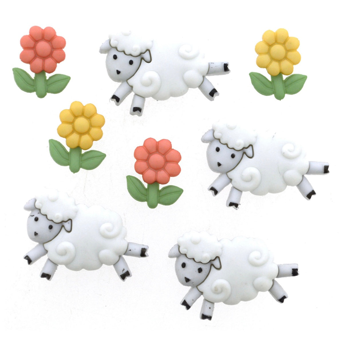Novelty Buttons - Counting Sheep - 8pcs