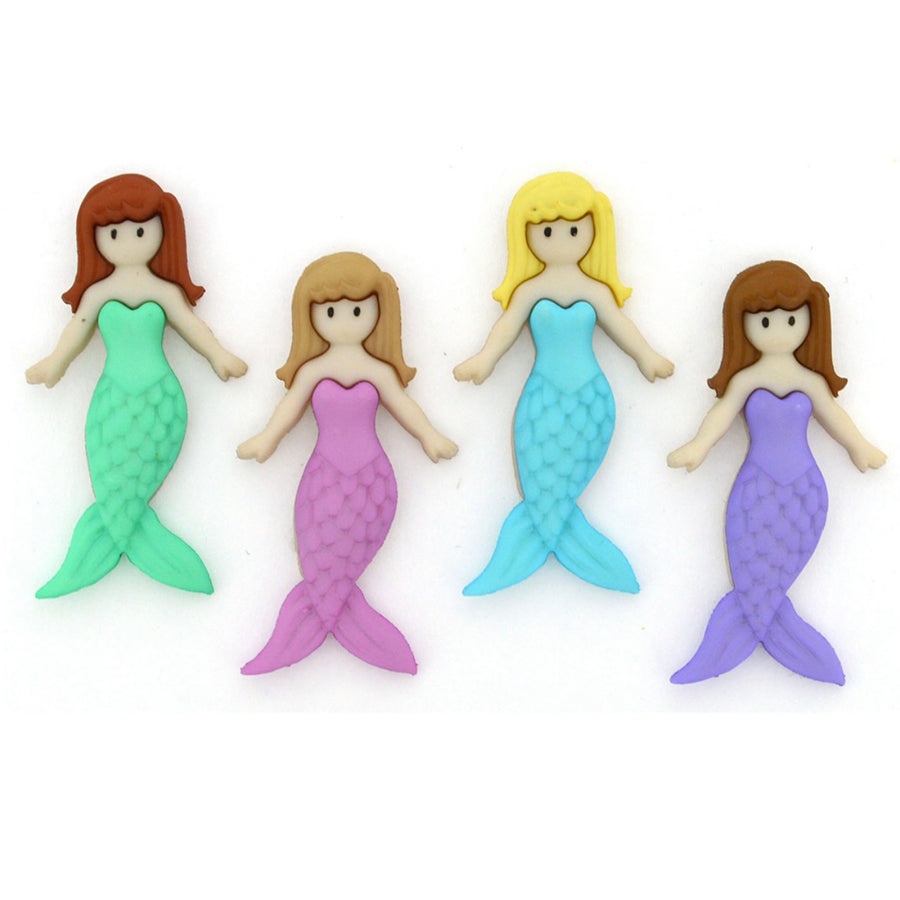 Novelty Buttons - Mermaid Friends - 4pcs
