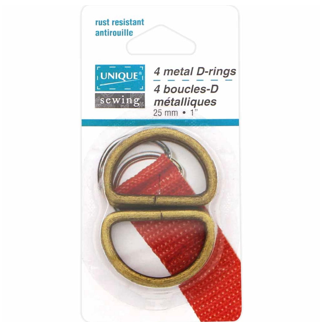 Metal D-Rings - 25mm (1″) - Gold - 4 pcs.