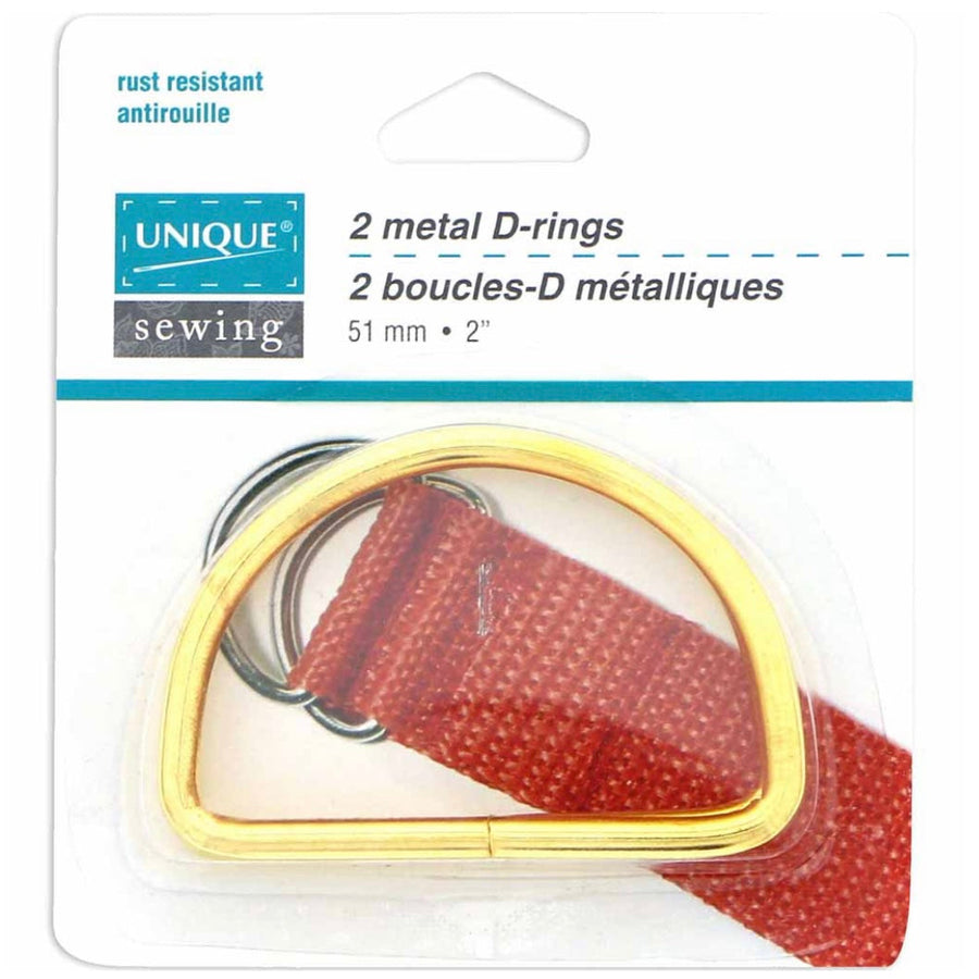Metal D-Rings - 51mm (2″) - Gold - 2 pcs.