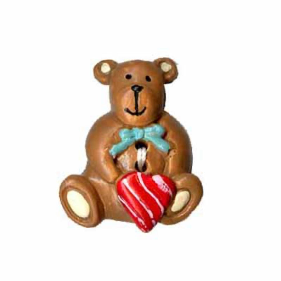 Novelty 2-Hole Button - Striped Heart Bear - 26mm - 2pcs