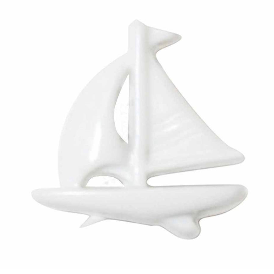 Novelty Shank Button - Sail Boat - White - 18mm - 3pcs