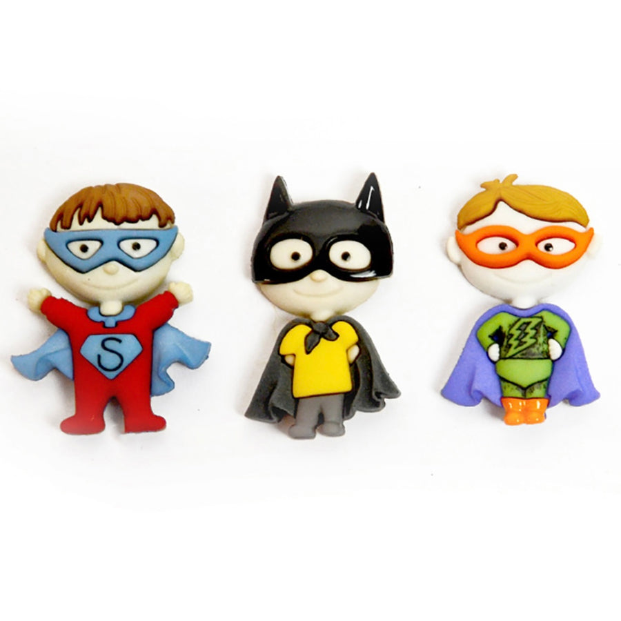 Novelty Buttons - Be My Super Hero - 3pcs