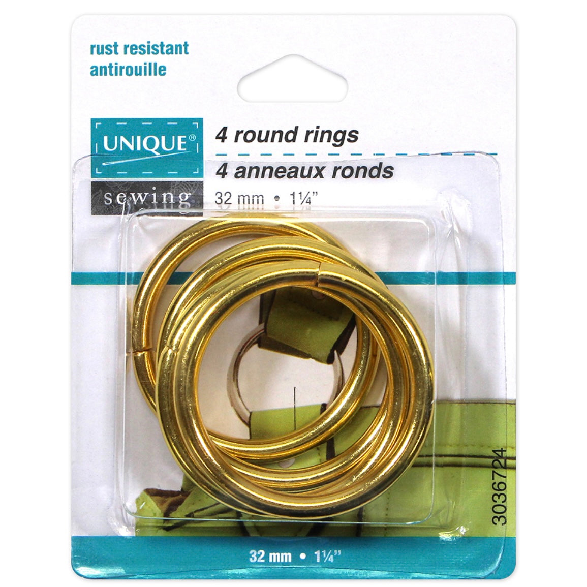 Metal Round Rings - 32mm (1 1/4″) - Gold - 4 pcs.