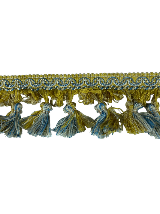 Decorative Tassel Trim - 70mm - Gold/Cream/Blue