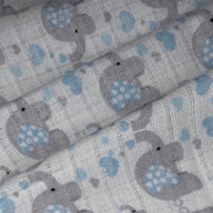 Printed Organic Cotton Gauze - Elephants