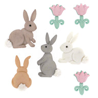 Easter Novelty Shank Buttons Cotton Tails 7 count