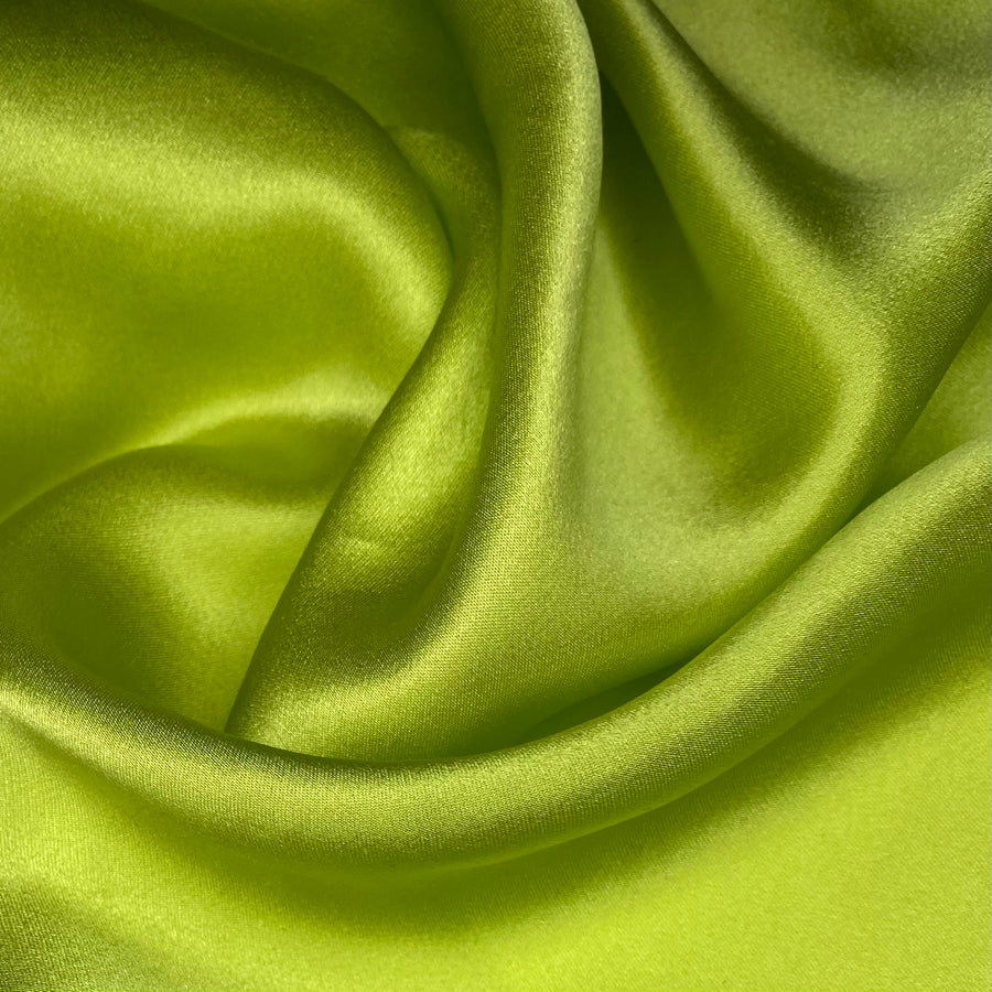 Mulberry Silk Charmeuse Satin Remnant Lime Green