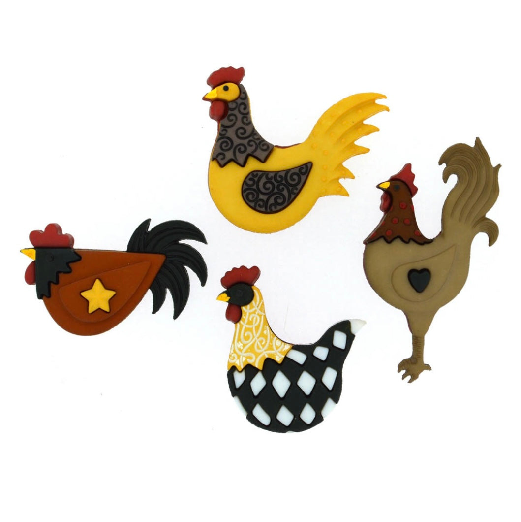 Novelty Shank Buttons Hen House 4 count