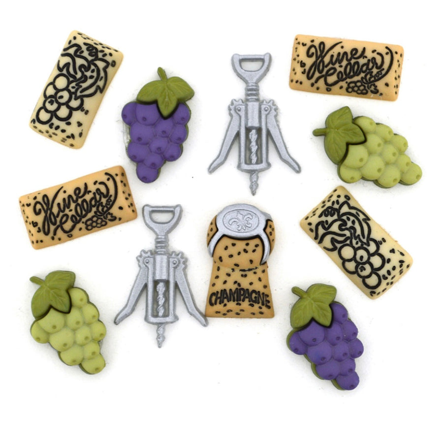 Novelty Shank Buttons Uncorked 11 count