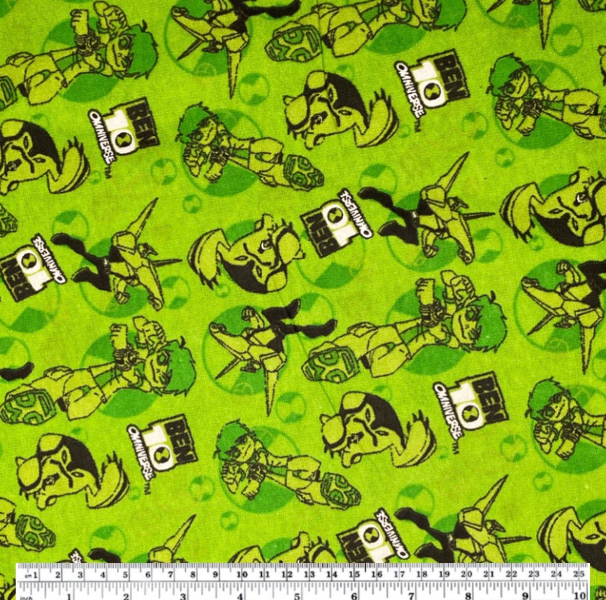 Printed Cotton Flannel - Ben 10 Omniverse - Green