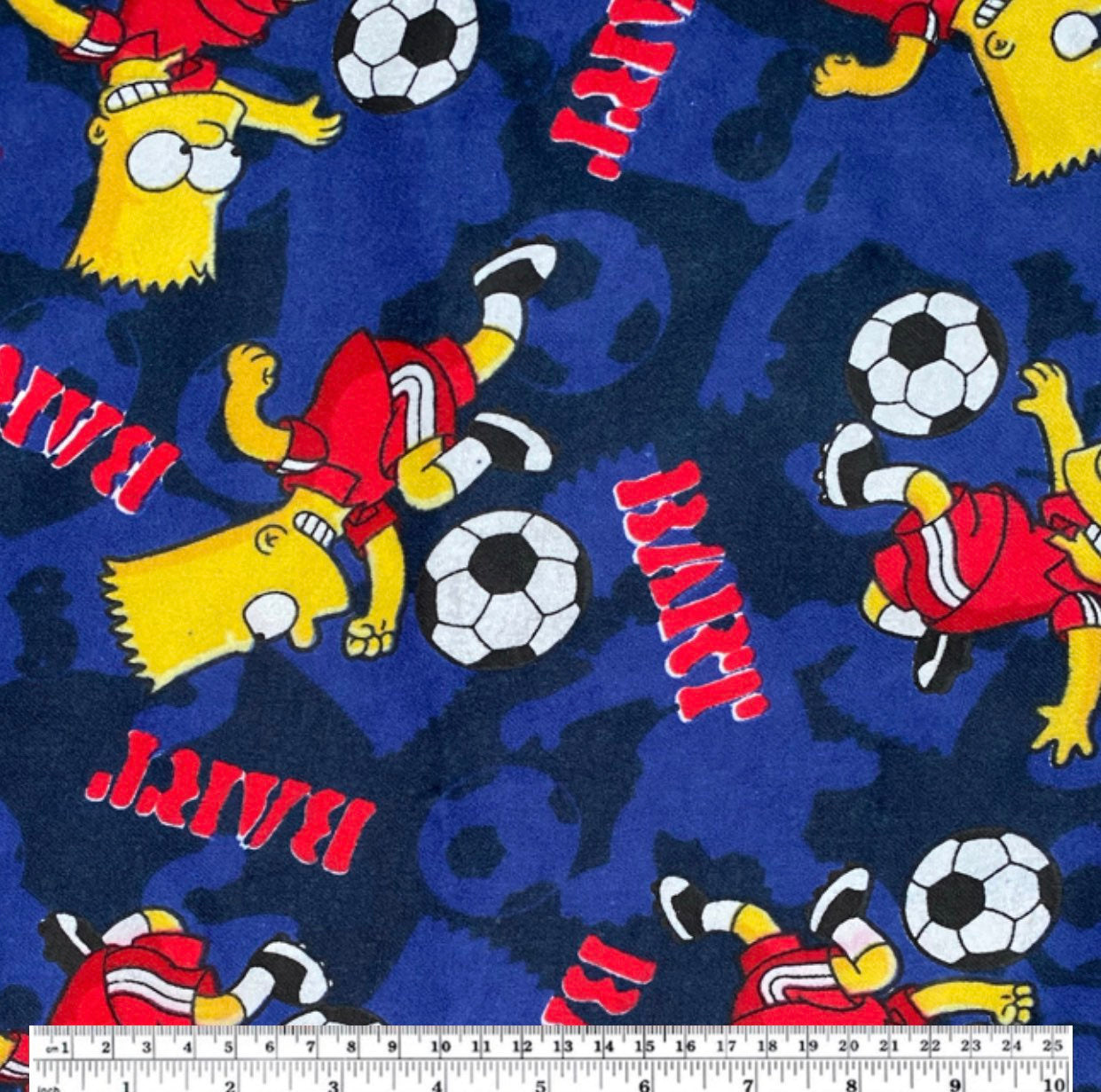 Printed Cotton Flannel - Bart Soccer - Navy