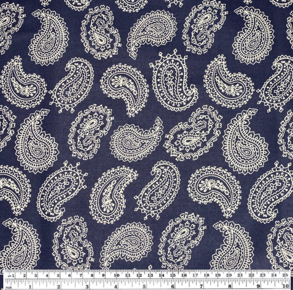 Quilting Cotton - Paisley - Navy/White