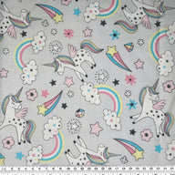 Quilting Cotton - Unicorn Rainbow - Grey
