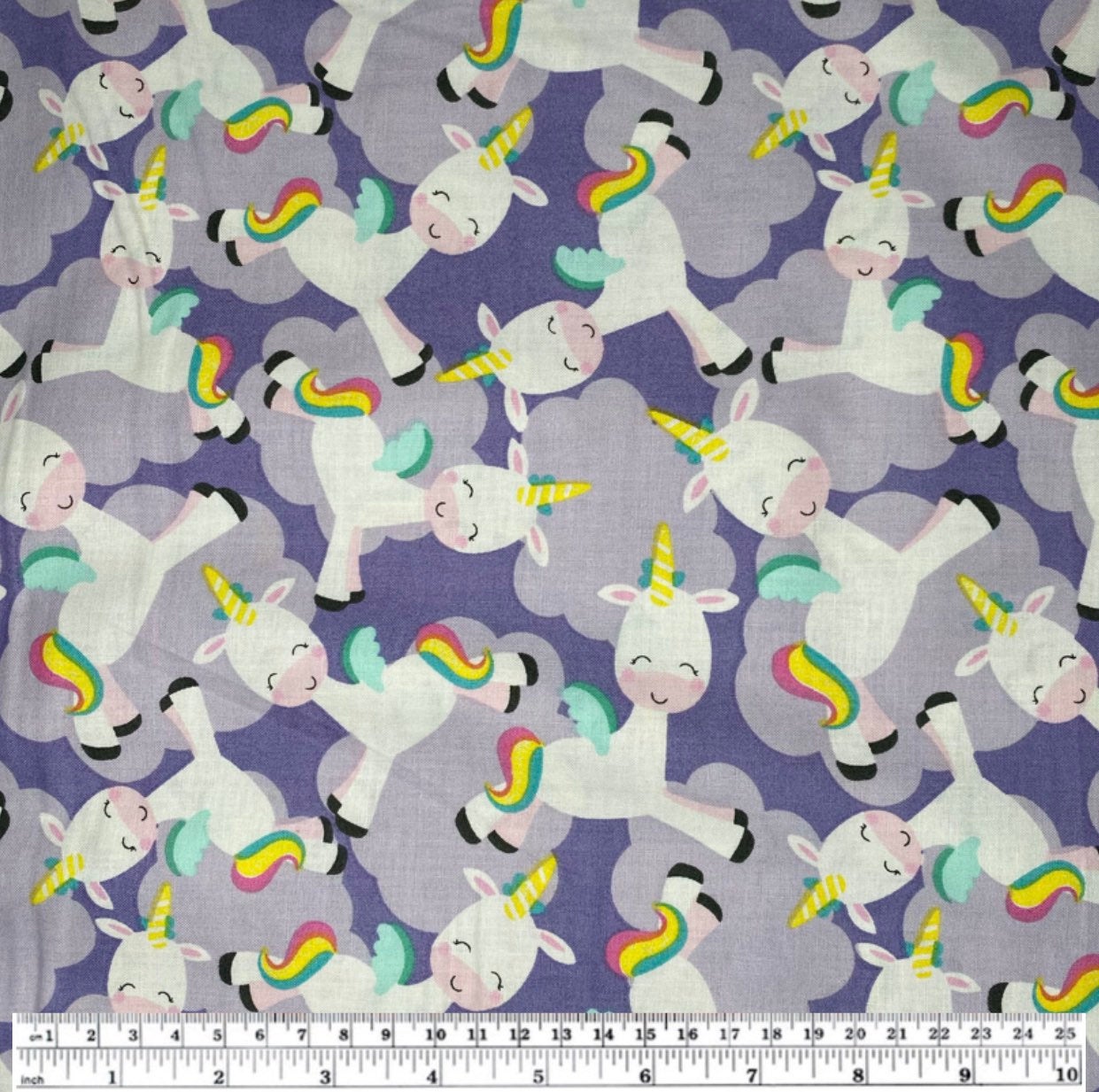 Quilting Cotton - Rainbow Unicorn - Purple