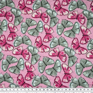 Quilting Cotton - Butterfly - Pink/Grey