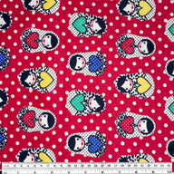 Printed Cotton Flannel - Russian Doll Polka Dot - Pink/White