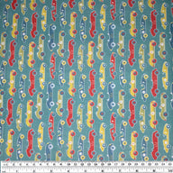 Printed Quilting Cotton Remnant - Race Cars