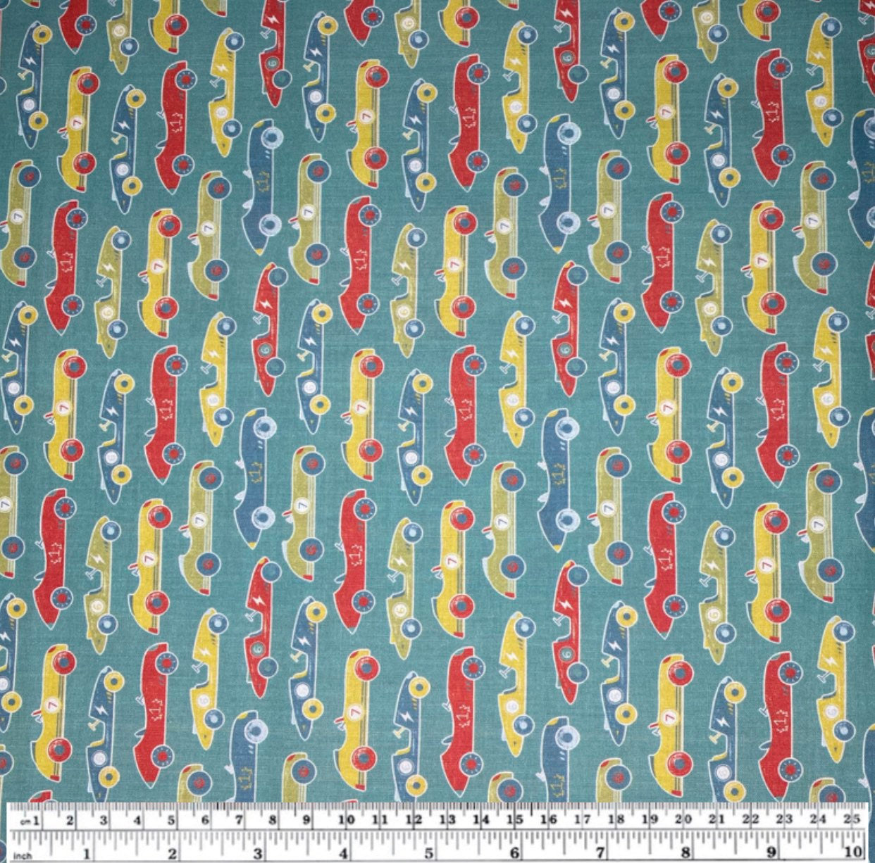 Printed Quilting Cotton Remnant - Race Cars