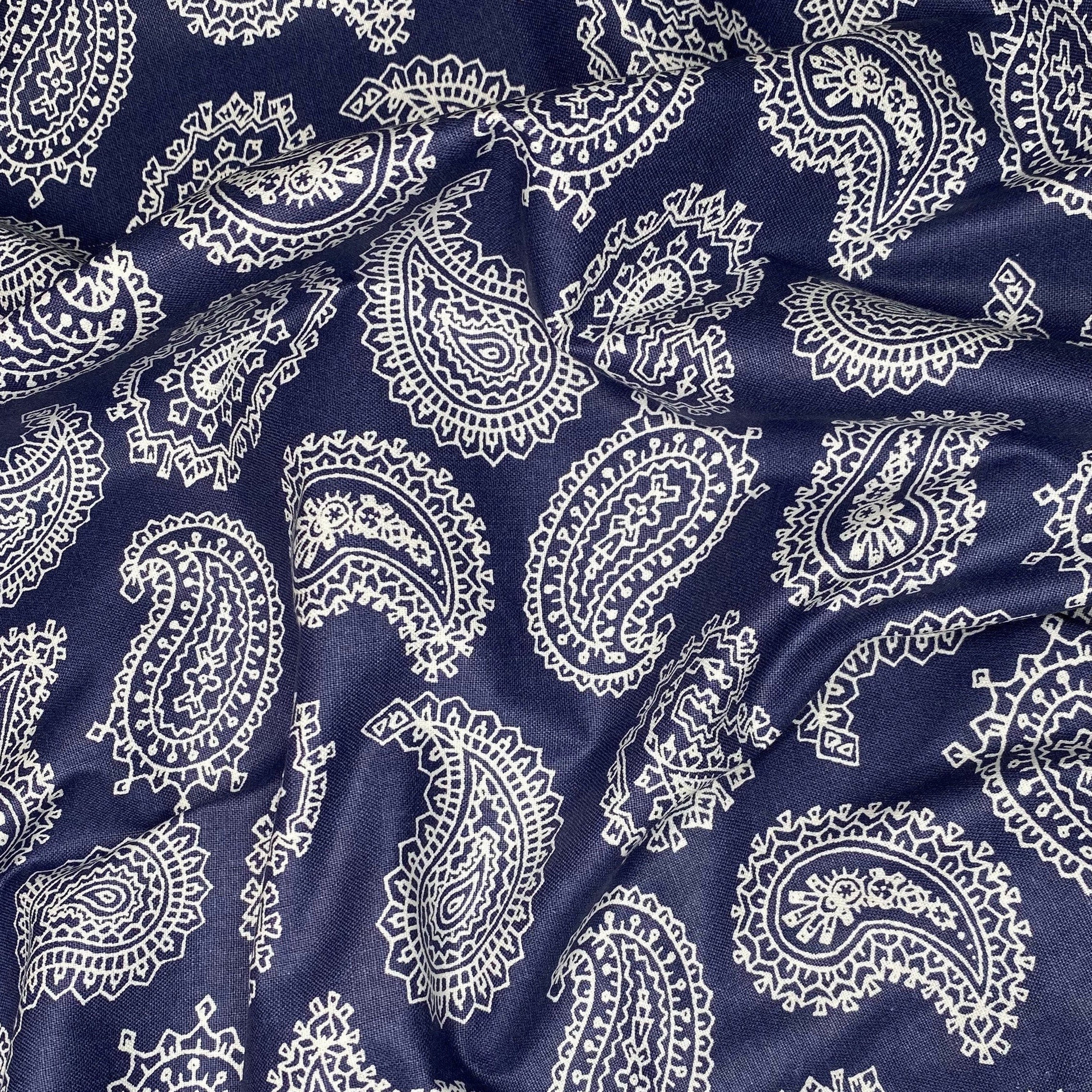 Quilting Cotton - Paisley - Navy/White