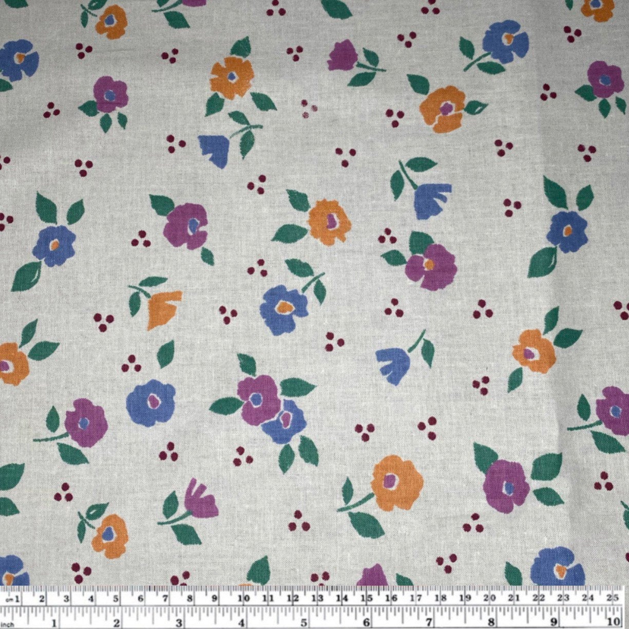Vintage Floral Printed Cotton - 36” - White