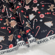 Printed Cotton Flannel - Christmas Sweets - Black