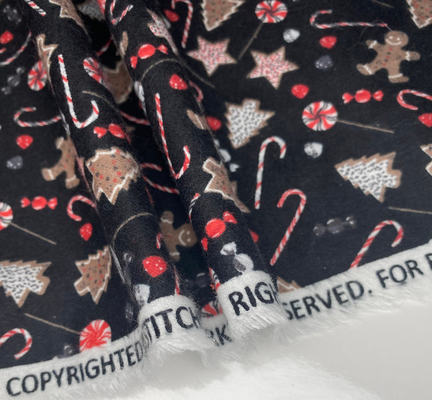 Printed Cotton Flannel - Christmas Sweets - Black