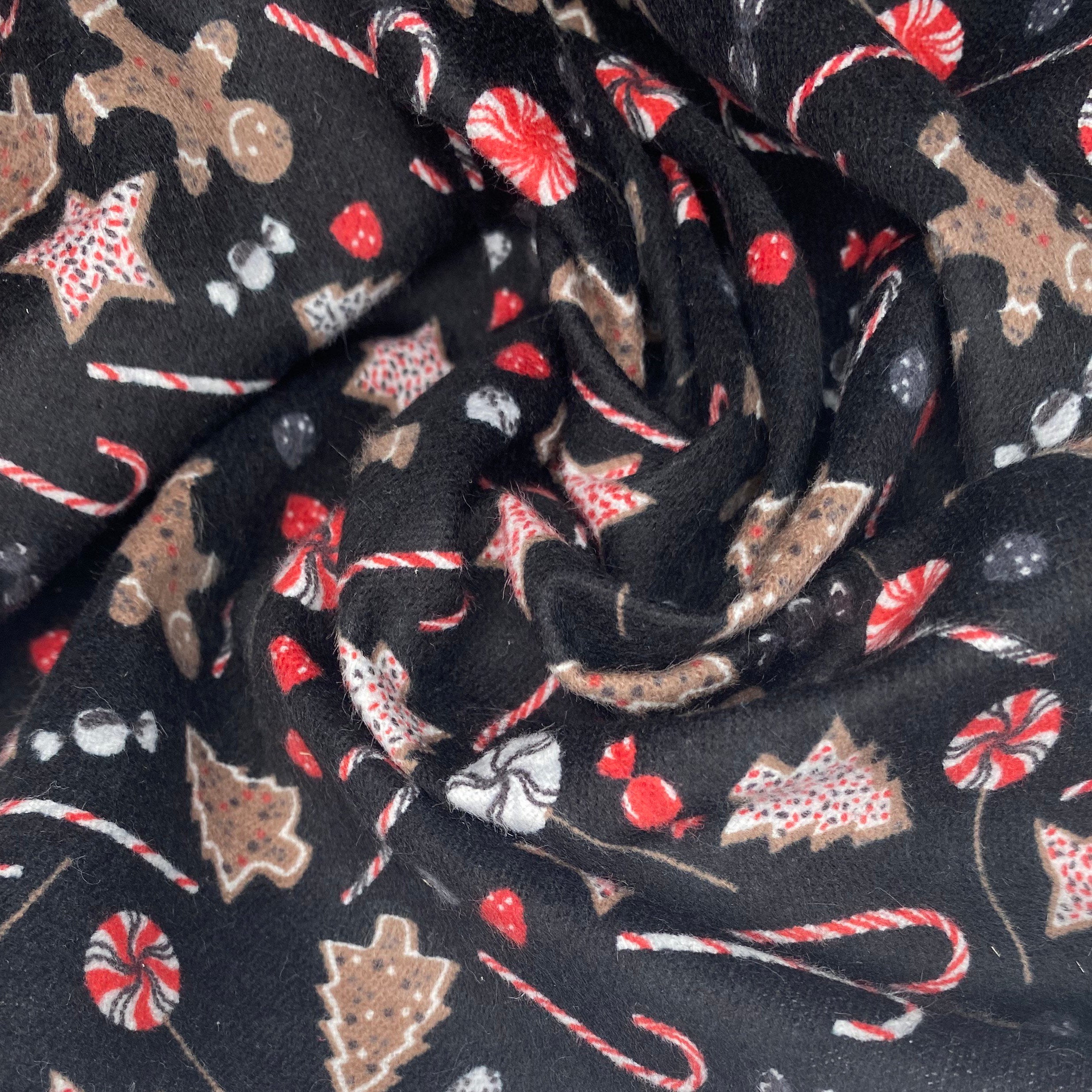 Printed Cotton Flannel - Christmas Sweets - Black